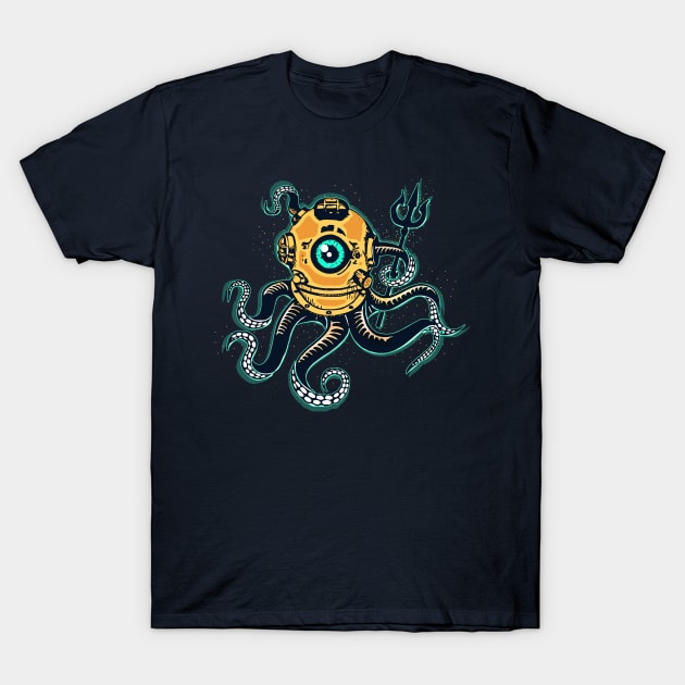 Trident Octopus Monster Divers T-Shirt by ElWish